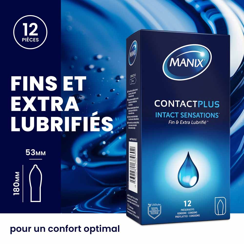 Manix Contact Plus Thin and extra lubricated condoms x12