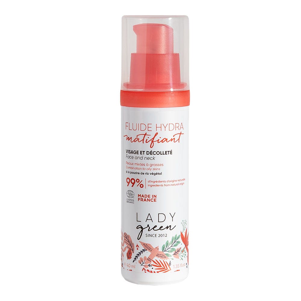 Lady Green Organic mattifying hydrating fluid for face and neck for combination to oily skin 40 ml (1.35fl oz)