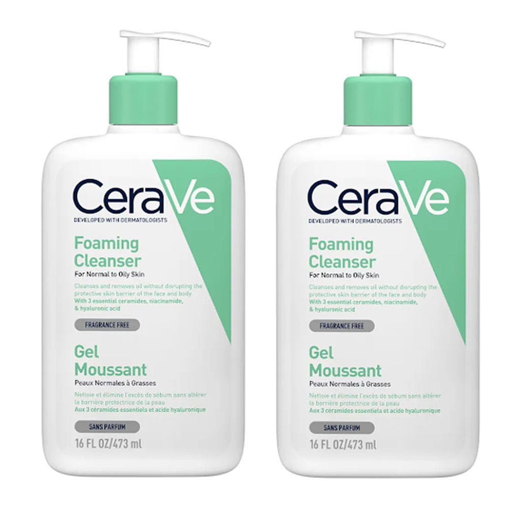 Cerave Face Cleanser Foaming face and neck cleanser for normal to oily skin 2 x 473 ml (15.99fl oz)