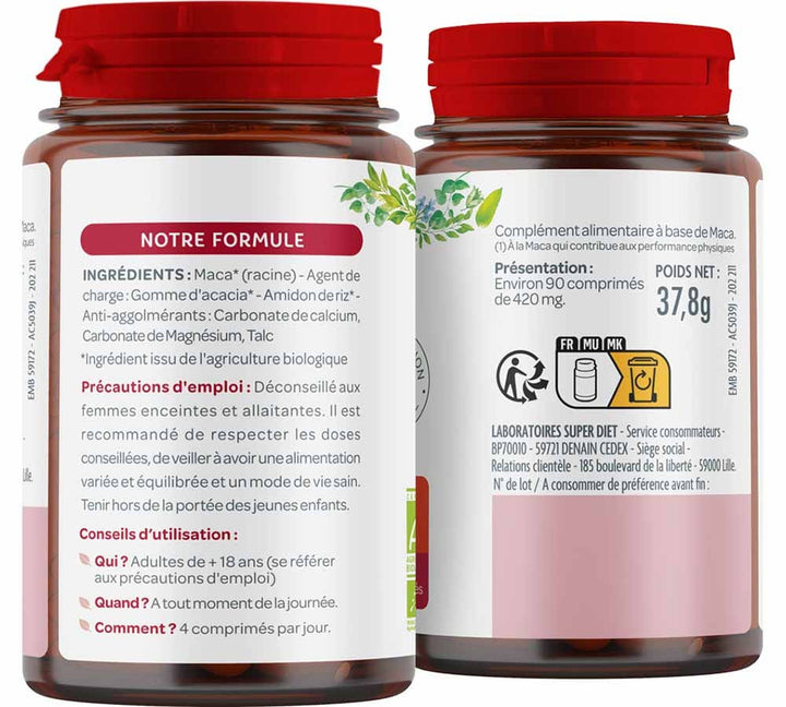 Superdiet Organic maca 90 tablets