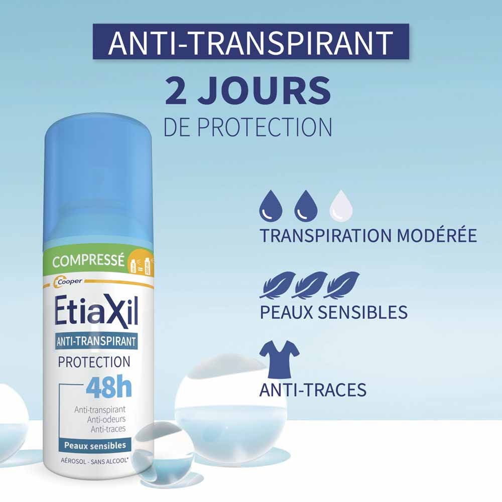 Etiaxil Antiperspirant 48h compressed aerosol protection sensitive skin 2 x 100ml (3.38fl oz)