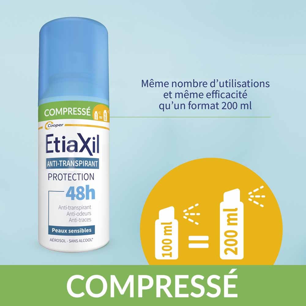 Etiaxil Antiperspirant 48h compressed aerosol protection sensitive skin 2 x 100ml (3.38fl oz)