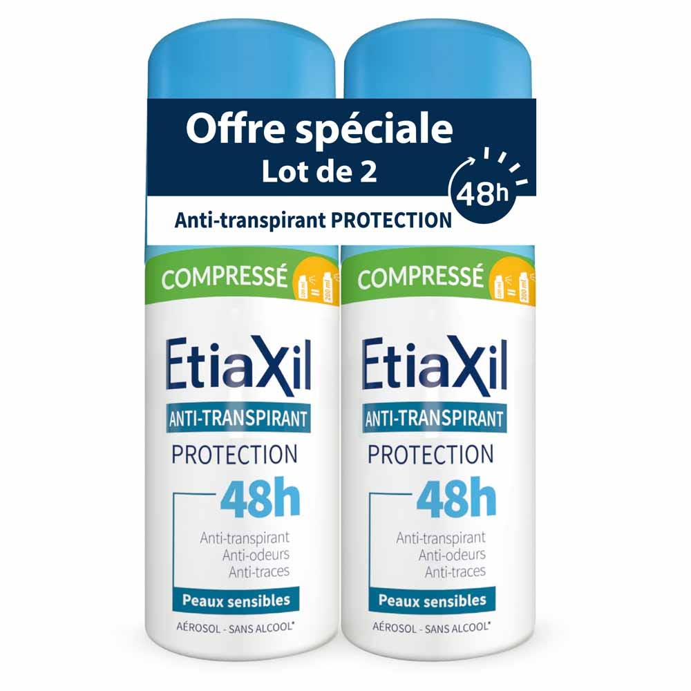 Etiaxil Antiperspirant 48h compressed aerosol protection sensitive skin 2 x 100ml (3.38fl oz)