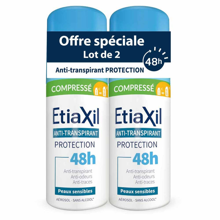 Etiaxil Antiperspirant 48h compressed aerosol protection sensitive skin 2 x 100ml (3.38fl oz)