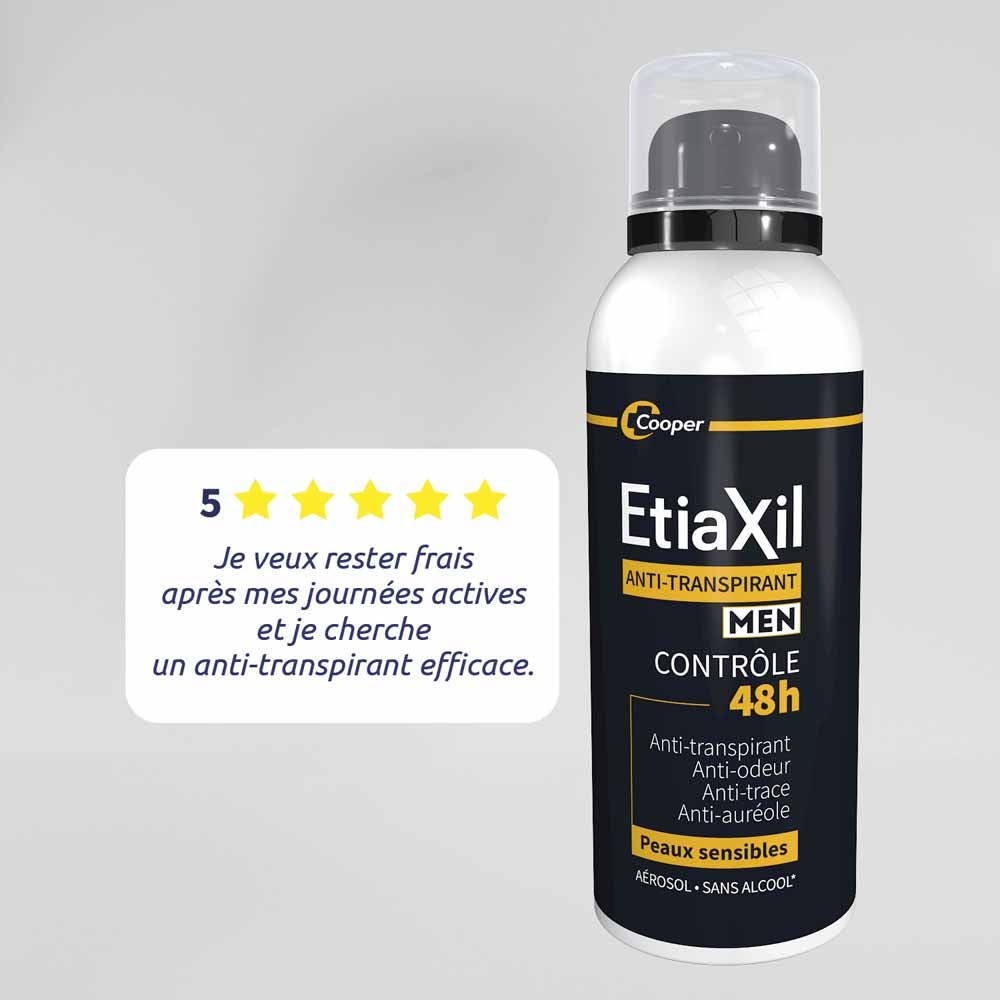 Etiaxil Antiperspirant 48h Men Control Deodorant Aerosol sensitive skin 2 x 150 ml (5.07fl oz)