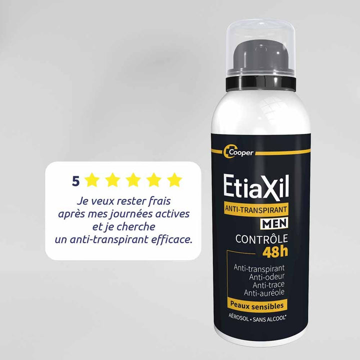 Etiaxil Antiperspirant 48h Men Control Deodorant Aerosol sensitive skin 2 x 150 ml (5.07fl oz)