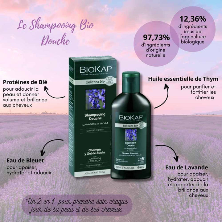 Biokap Belleza Bio Shampooing bio Douche Tous types de cheveux 200ml (6.76fl oz)