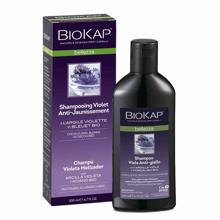 Biokap Belleza Shampooing Violet Anti-Jaunissement cheveux blonds blancs 200ml (6.76fl oz)