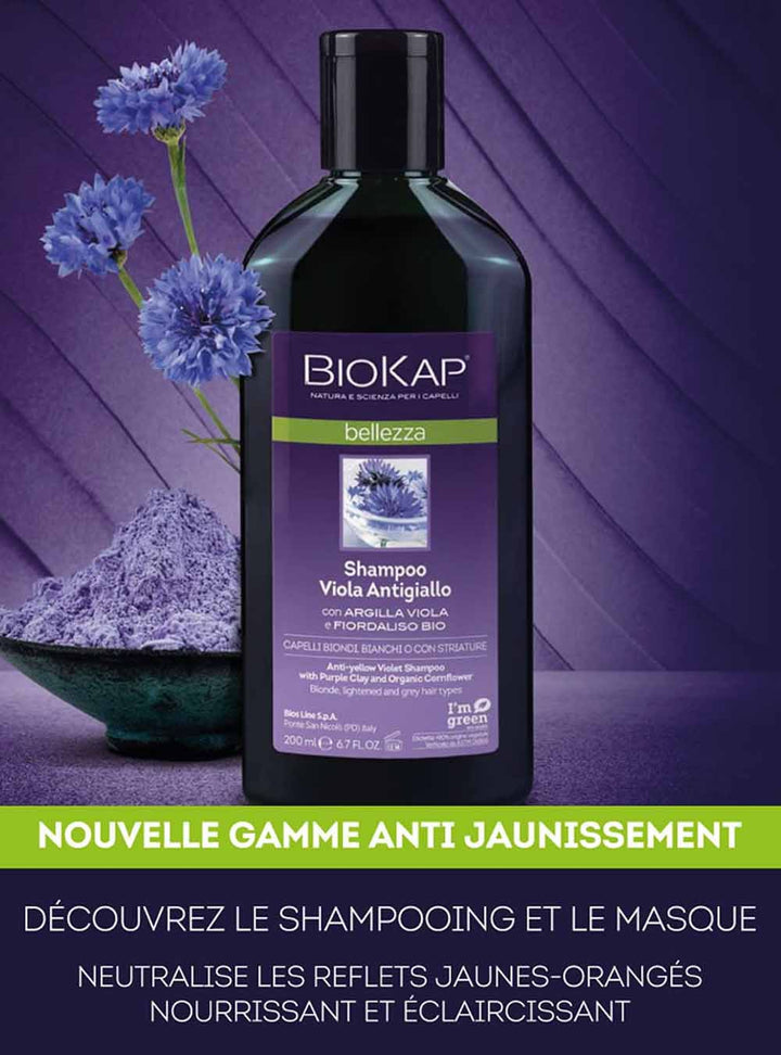 Biokap Belleza Shampooing Violet Anti-Jaunissement cheveux blonds blancs 200ml (6.76fl oz)