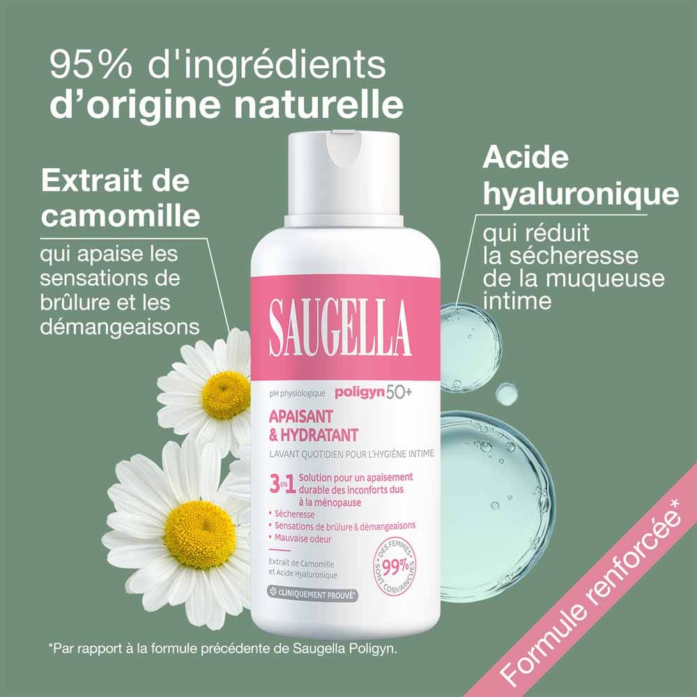 Saugella Poligyn 50+ 3-in-1 intimate wash specifically formulated for menopausal skin 2 x 500 ml (16.91fl oz)