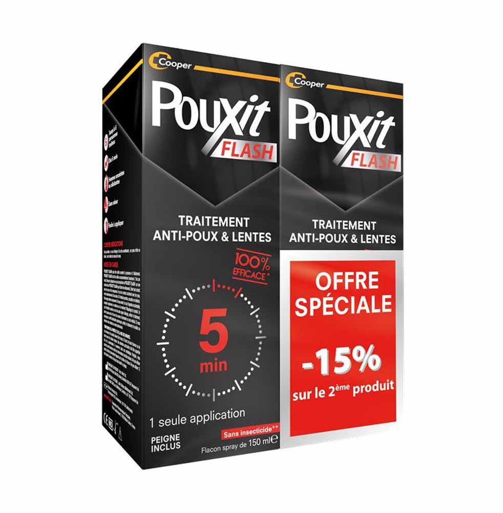 Pouxit Flash Anti-Lice and Nits Treatment 2x150ml (5.07fl oz)