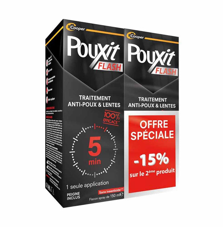Pouxit Flash Anti-Lice and Nits Treatment 2x150ml (5.07fl oz)