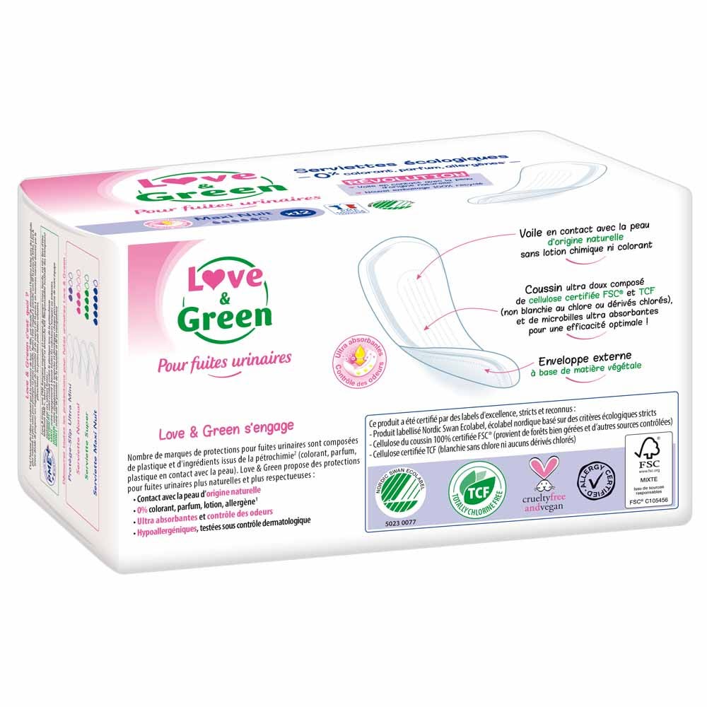 Love&Green Bladder weakness Night 12 Pads