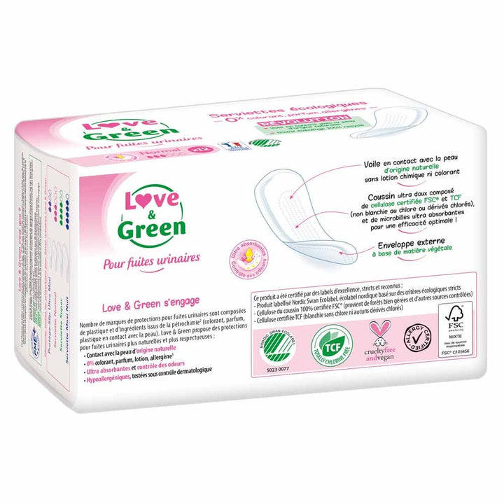 Love&Green Urinary Leakage 12 Sanitary Pads Normal Normal x 12 sanitary pads