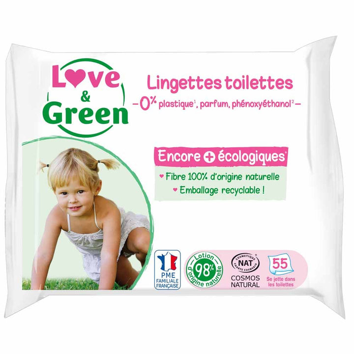 Love&Green Hypoallergenic Toilet Wipes Perfume-Free x55