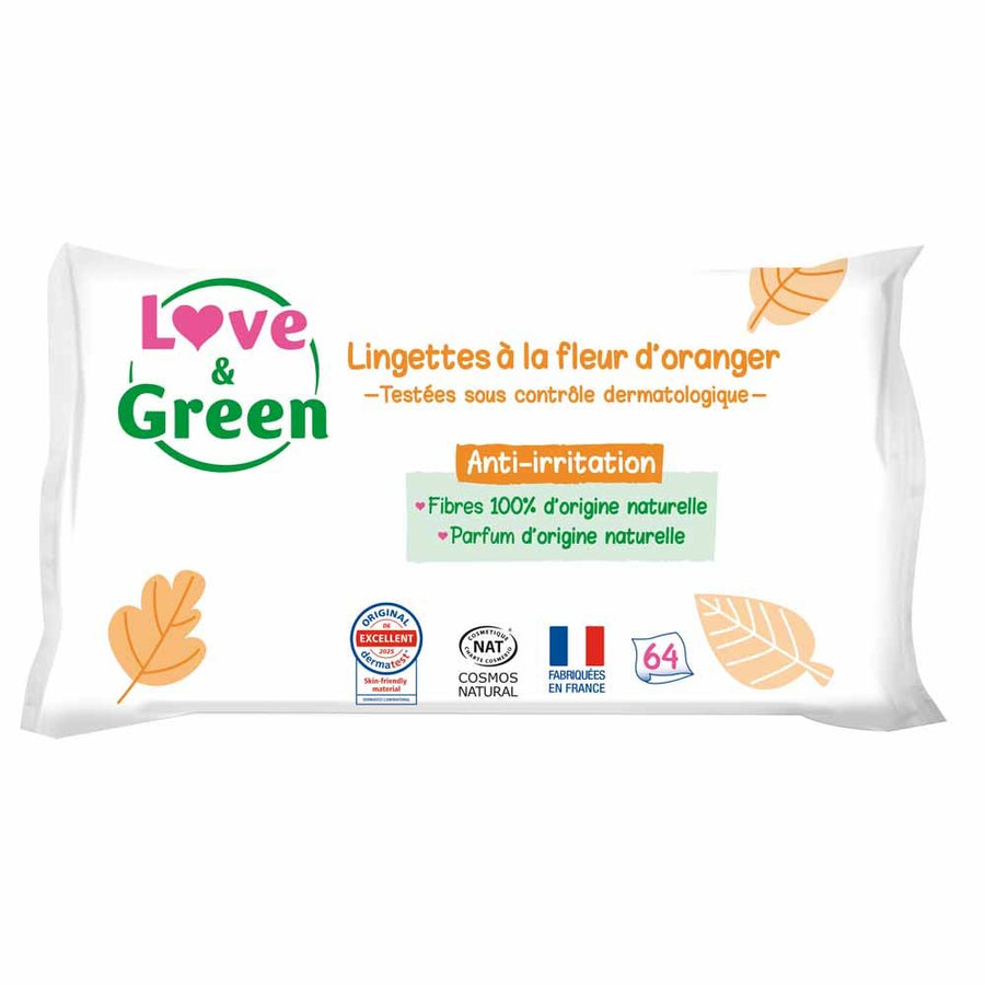 Love&Green Baby Orange Blossom Wipes Sensitive Skin x64