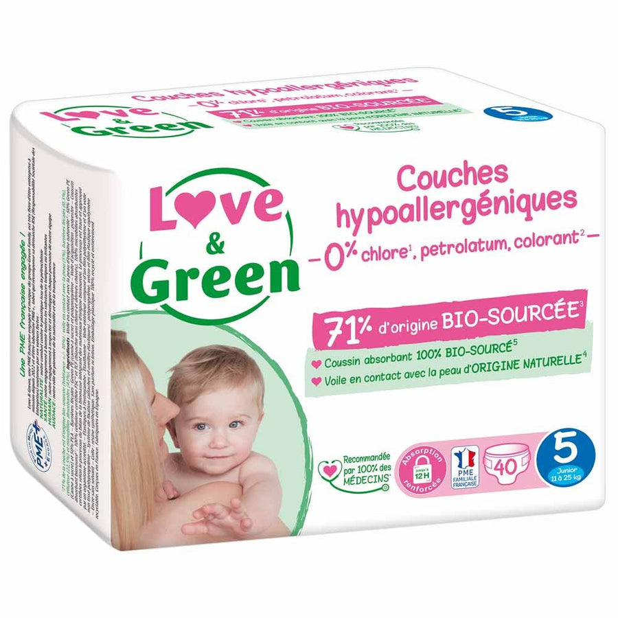 Love&Green Hypoallergenic Diapers Size 5 Junior 11-25kg x40