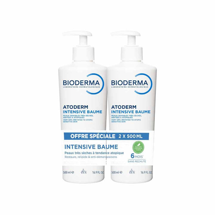 Bioderma Atoderm Intense balm ultra-soothing sensitive skin treatment Visage et Corps Peaux Très Sèches 2x500ml (16.91fl oz)