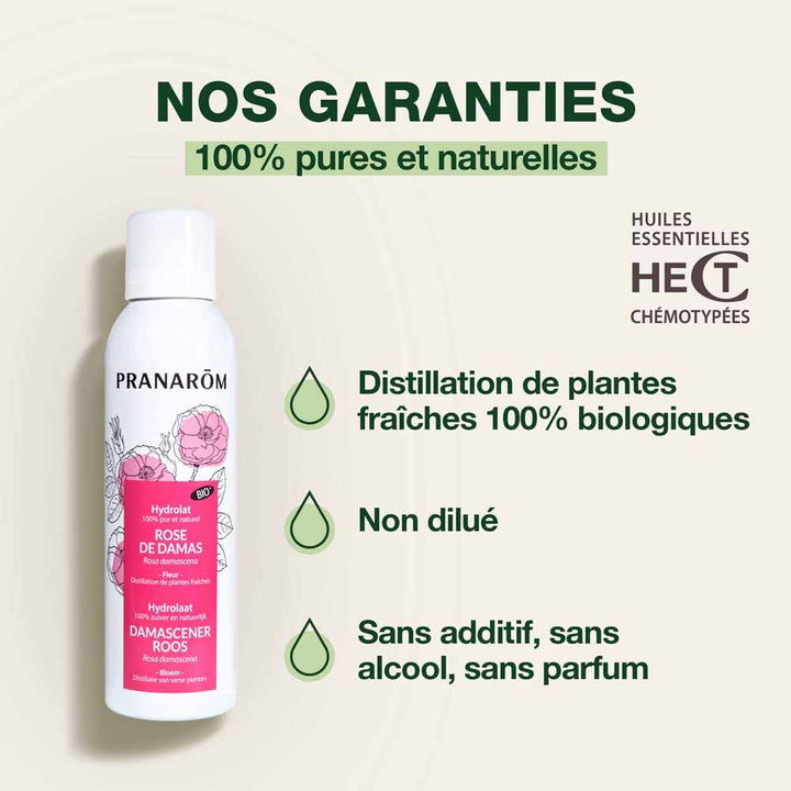 Pranarôm Les Hydrolats ORGANIC DAMASCUS ROSE hydrosol Tous Types de Peaux 150ml (5.07fl oz)
