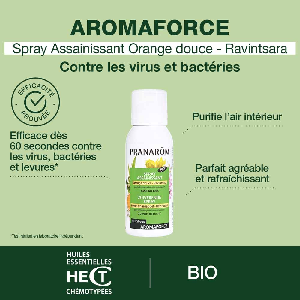 Pranarôm Aromaforce Sanitizing Spray Sweet Orange - Ravintsara 75ml (2.54fl oz)