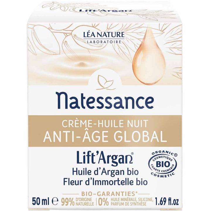 Natessance Argan Liftargan Divinissime Immortelle Night Cream Oil 6 Anti Ageing Actions Organic 50ml (1.69fl oz)