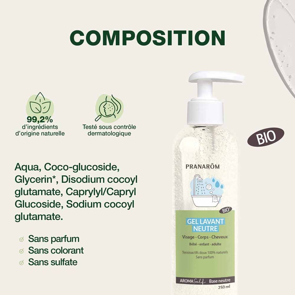 Pranarôm Aromaself Neutral organic cleansing gel Face, Body and Hair 250ml (8.45fl oz)