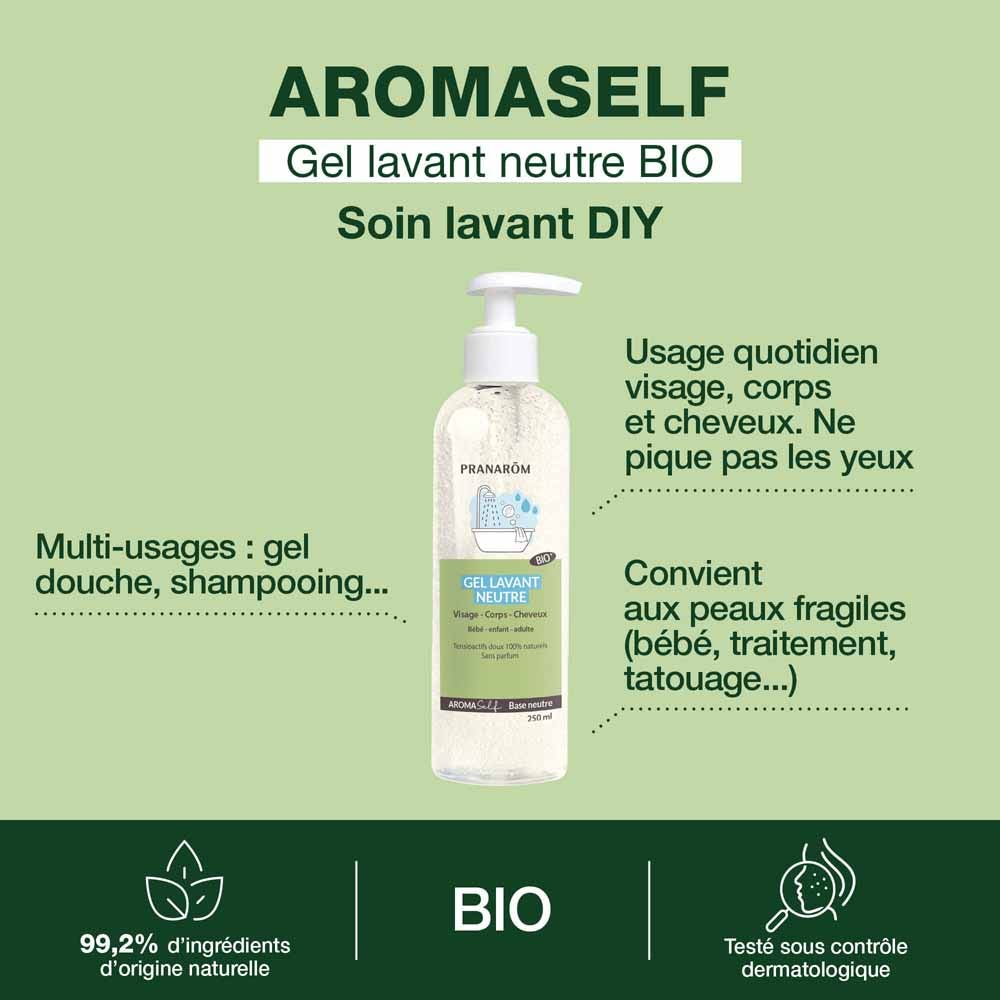 Pranarôm Aromaself Neutral organic cleansing gel Face, Body and Hair 250ml (8.45fl oz)