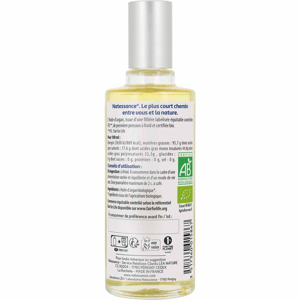Natessance Argan Organic and Fair Trade Pure Oil 50ml (1.69fl oz)