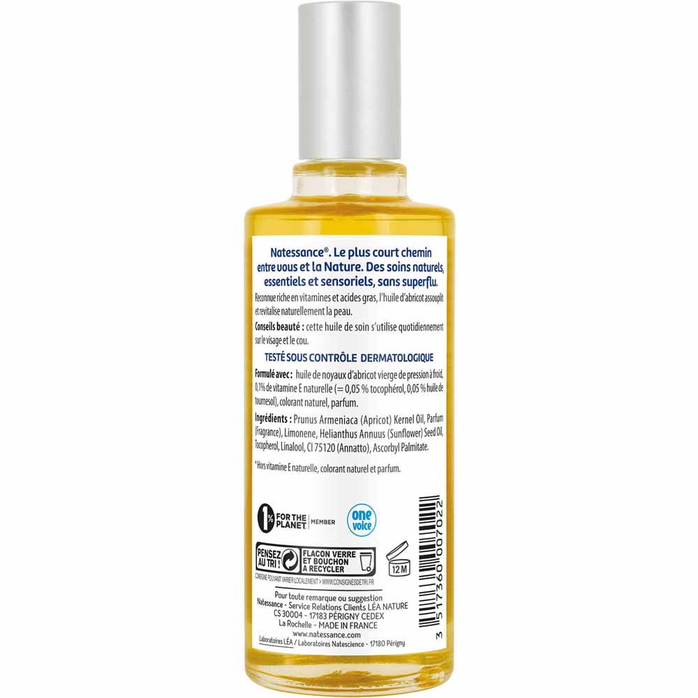 Natessance Apricot Oil 50ml (1.69 fl oz) with Natural Vitamin E