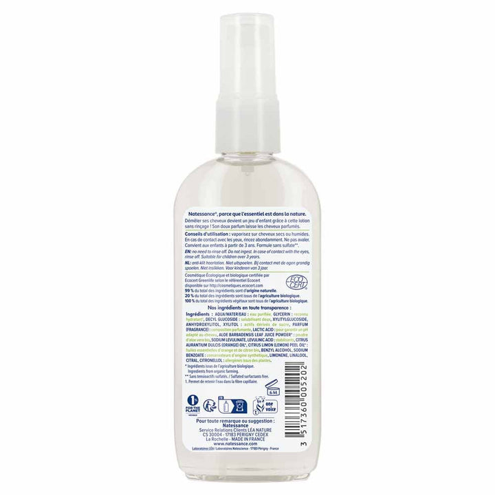 Natessance Kids No Rinse Detangling Spray Organic 150ml (5.07fl oz)