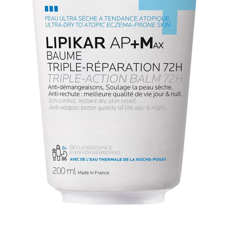 La Roche-Posay Lipikar AP+Max triple repair relipidating balm for extremely dry, eczema-prone skin 200ml (6.76fl oz)