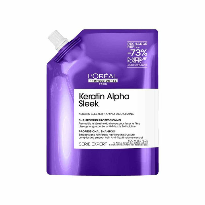 L'Oréal Professionnel Serie Expert Keratin Alpha Sleek Champú recarga para cabello encrespado y rebelde 500ml