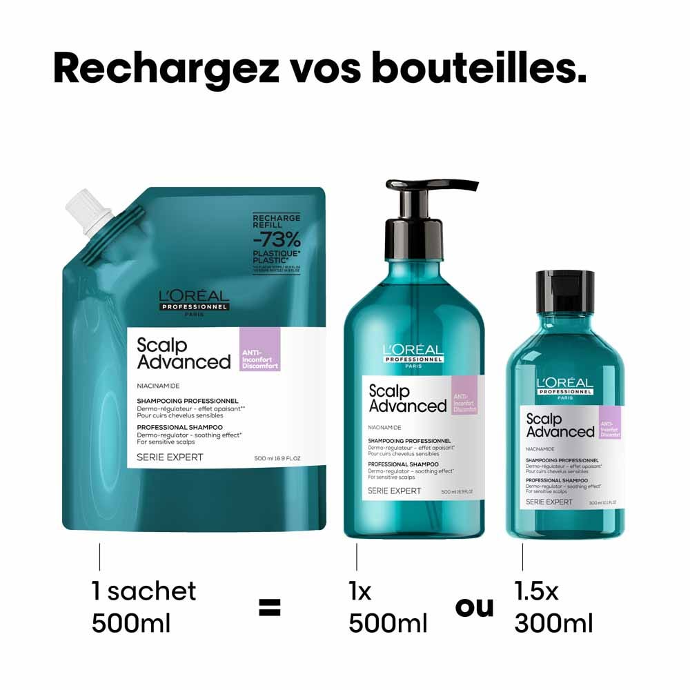 L'Oréal Professionnel Scalp Advanced Refill Soothing dermo-regulating niacinamide shampoo 500ml (16.91fl oz)