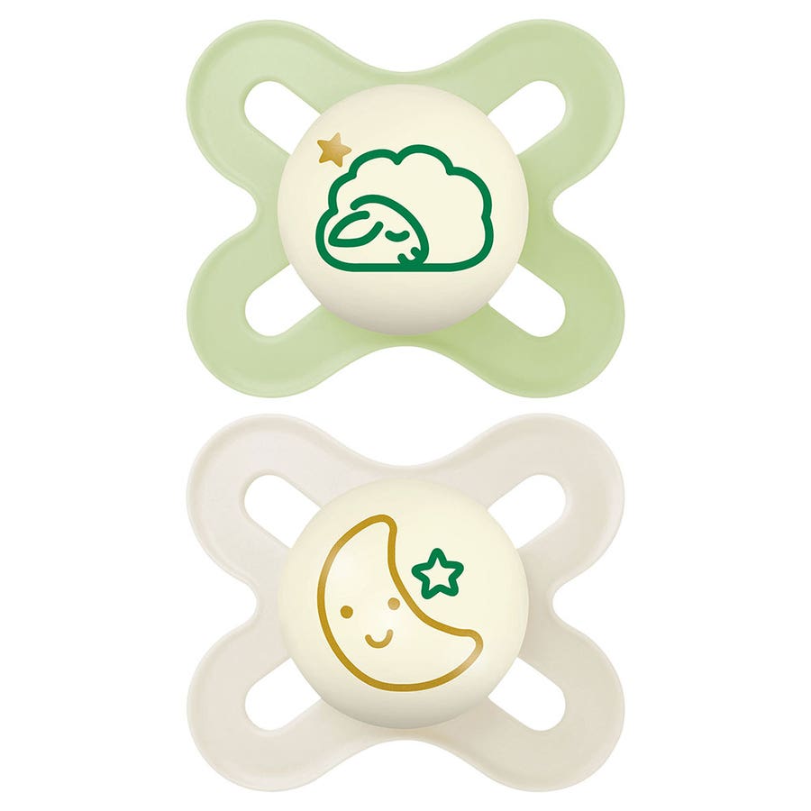 Mam Original Start Anatomical night silicone soothers suitable from birth 2 x