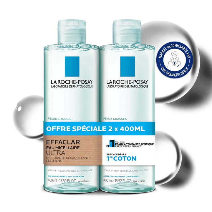 La Roche-Posay Effaclar Effaclar Purifying Micellar Water Oily Skin 400ml x2 (13.52fl oz x2)