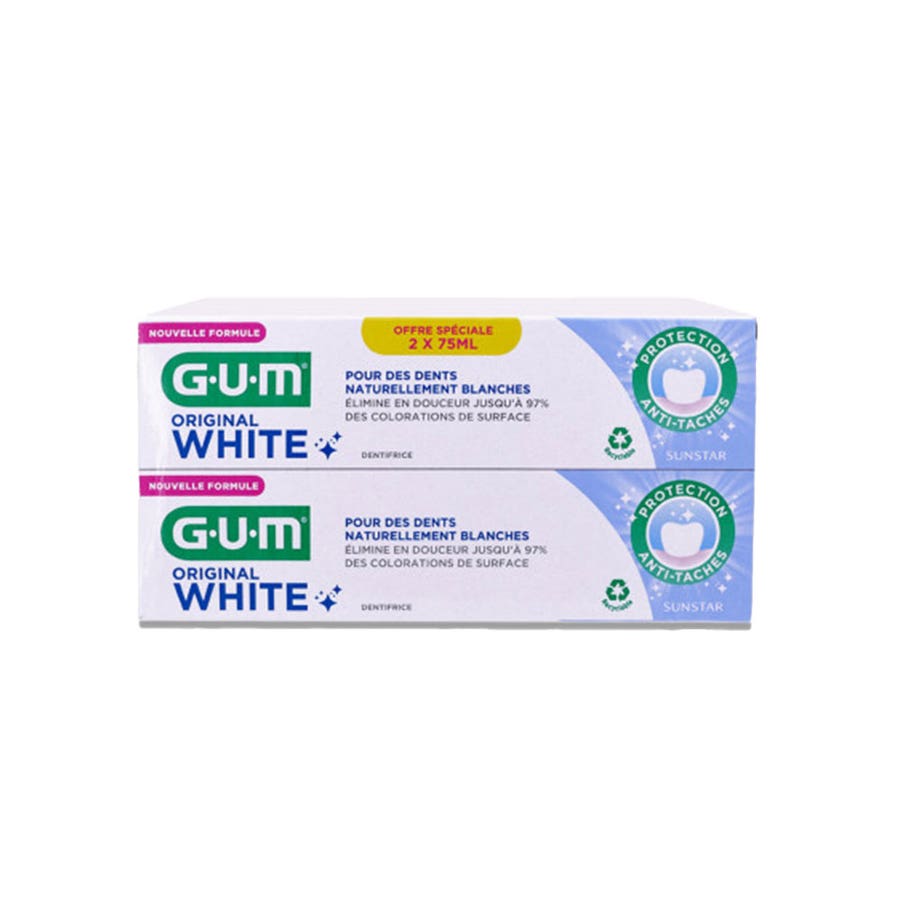 Gum White anti-stain toothpaste 75ml x2 (2.54 fl oz)