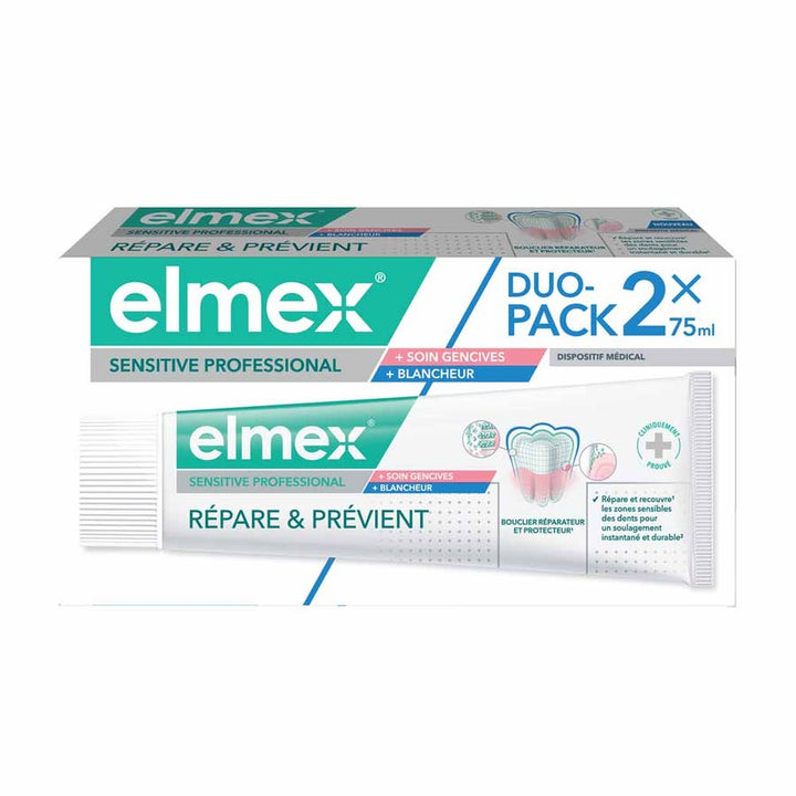 Elmex Sensitive Professional معجون أسنان للعناية باللثة وتبييض الأسنان 2 x 75ml
