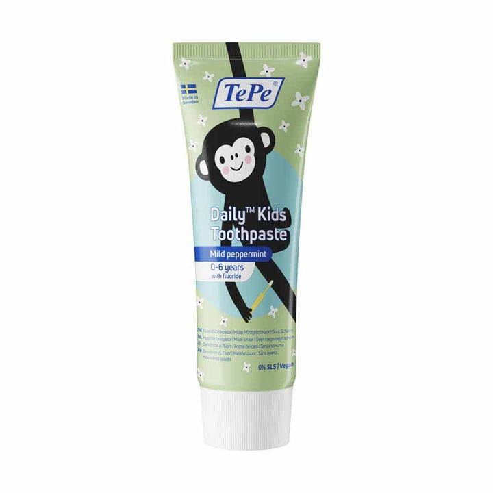 TePe Daily Toothpaste with Fluoride gentle mint flavour for ages 0-6 75 ml (2.54fl oz)