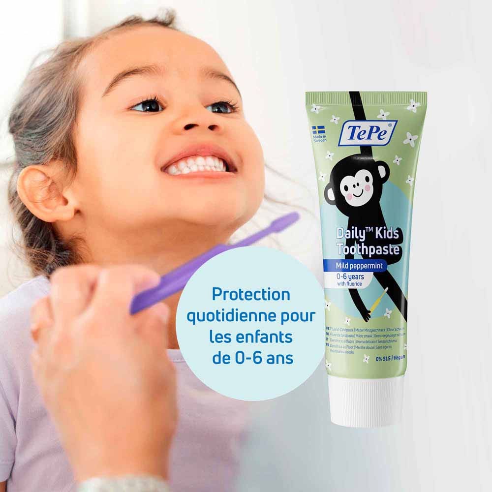 TePe Daily Toothpaste with Fluoride gentle mint flavour for ages 0-6 75 ml (2.54fl oz)
