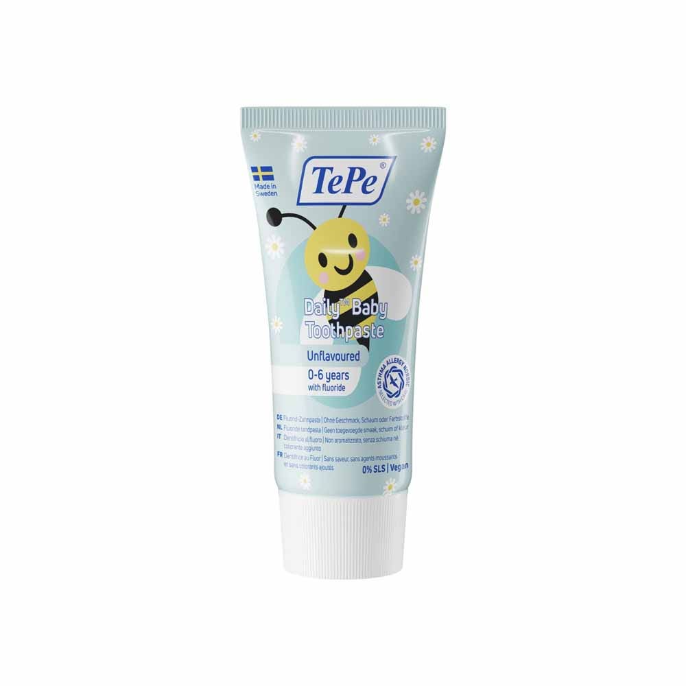 TePe Daily Toothpaste with Fluoride for babies 0–6 years, neutral flavour 50 ml (1.69fl oz)