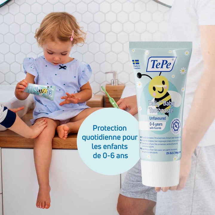 TePe Daily Toothpaste with Fluoride for babies 0–6 years, neutral flavour 50 ml (1.69fl oz)