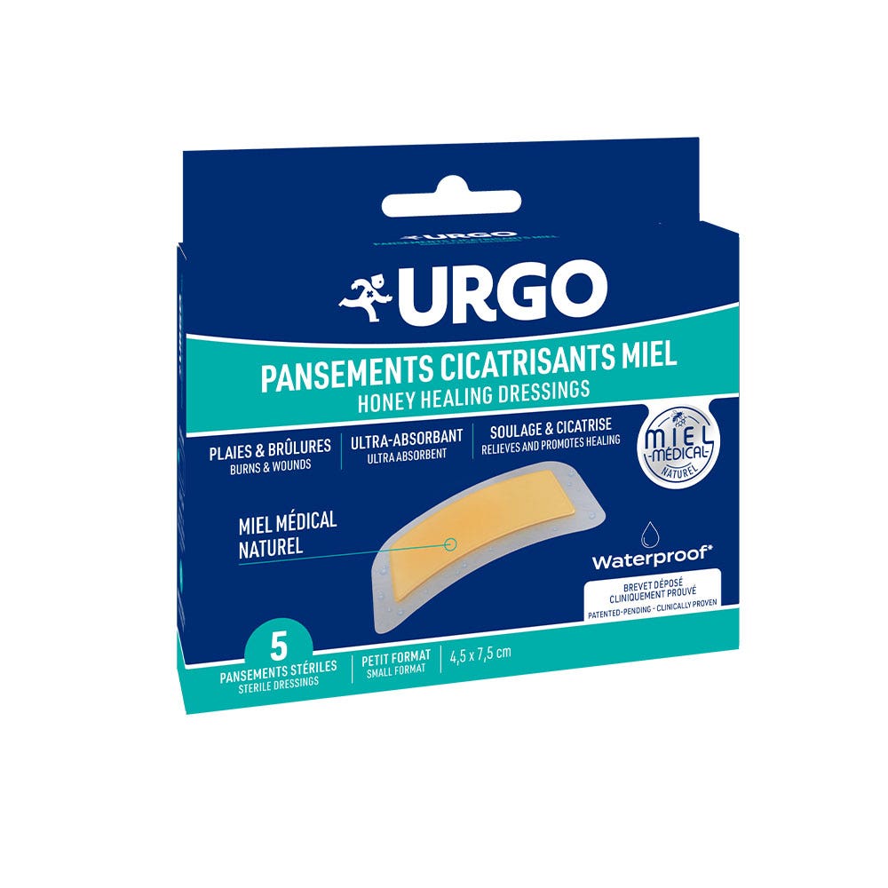 Urgo Honey healing plasters 4.5 x 7.5 cm plasters 5 x