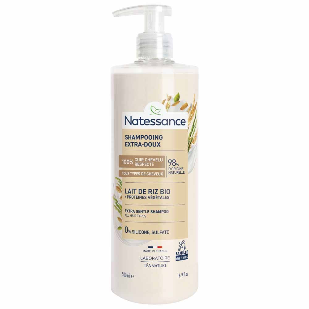 Natessance Extra-gentle rice milk shampoo 500 ml (16.91fl oz)
