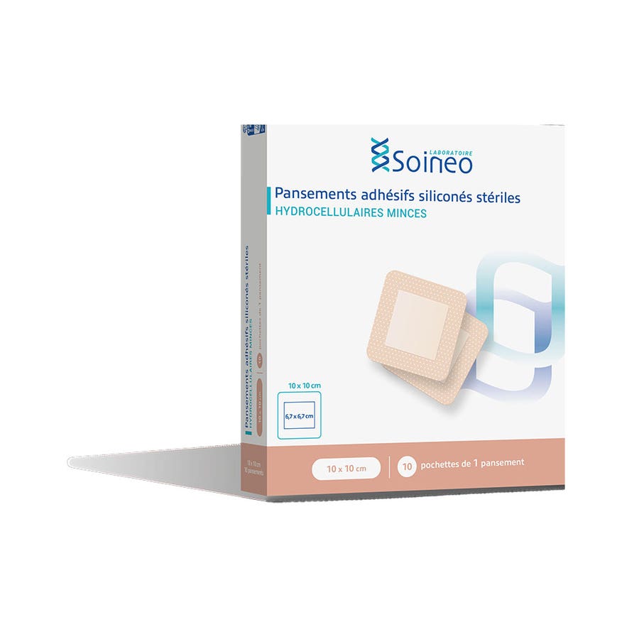 Soineo Thin adhesive hydrocellular plasters medium absorption 10x10cm /10 10 units