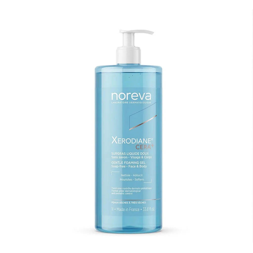 Noreva Xerodiane AP + Gel moussant doux pour une peau très sèche à atopique 1L (33,81 fl oz)