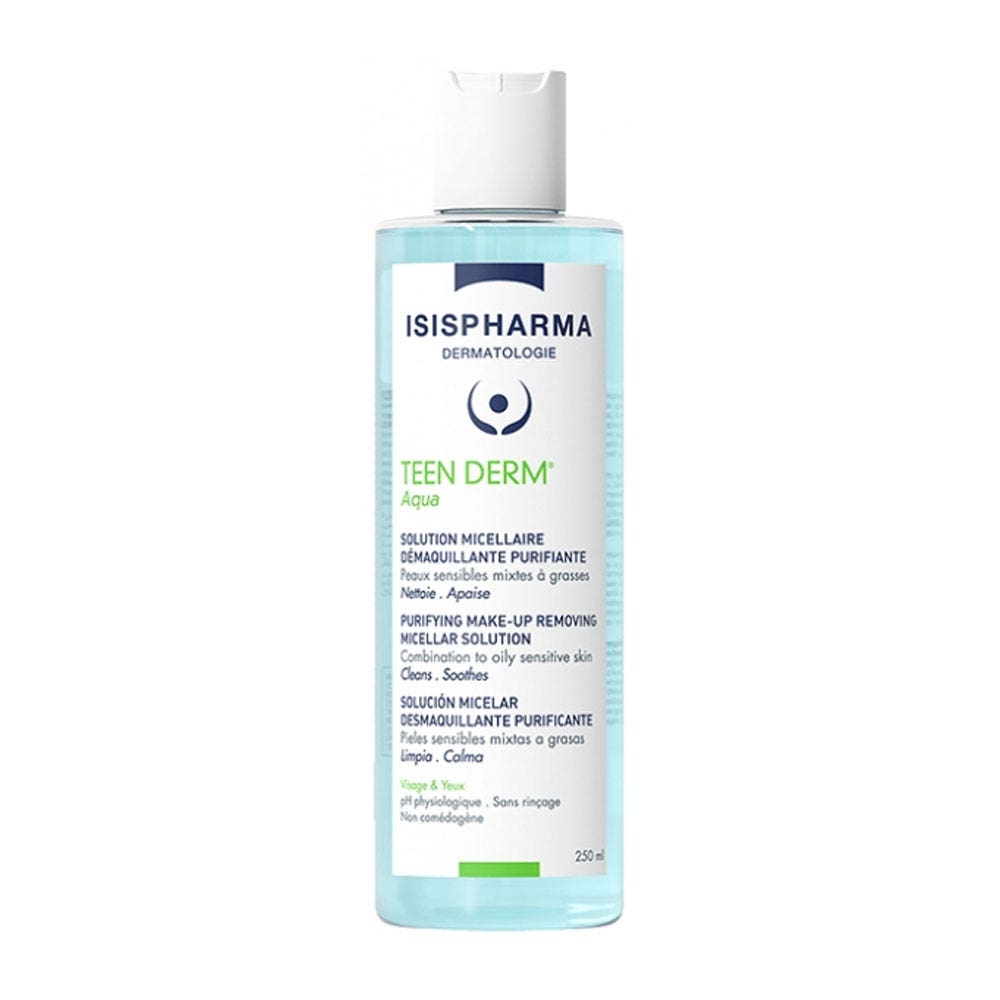 Isispharma Teen Derm Purifying micellar cleansing solution sensitive combination to oily skin 250 ml (8.45fl oz)