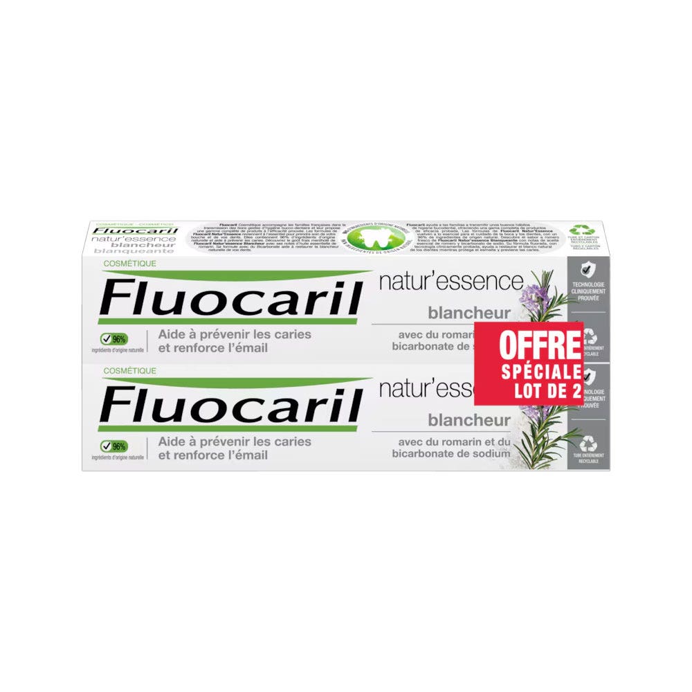 Fluocaril Natur'Essence Whitening bifluoride toothpaste 2 x 75 ml (2.54fl oz)