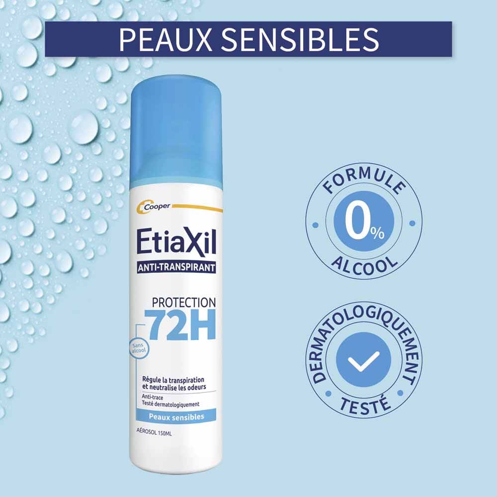 Etiaxil Antiperspirant Aerosol Deodorant 72h Protection sensitive skin 150 ml (5.07fl oz)