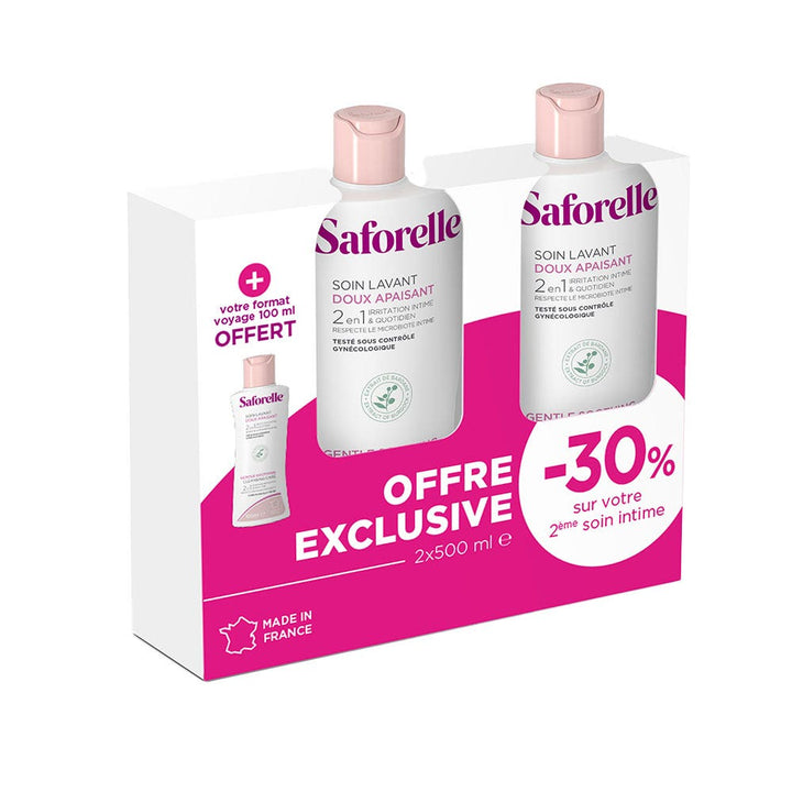 Saforelle Gentle cleansing wash for sensitive or irritated skin 2 x 500 ml (16.91fl oz)