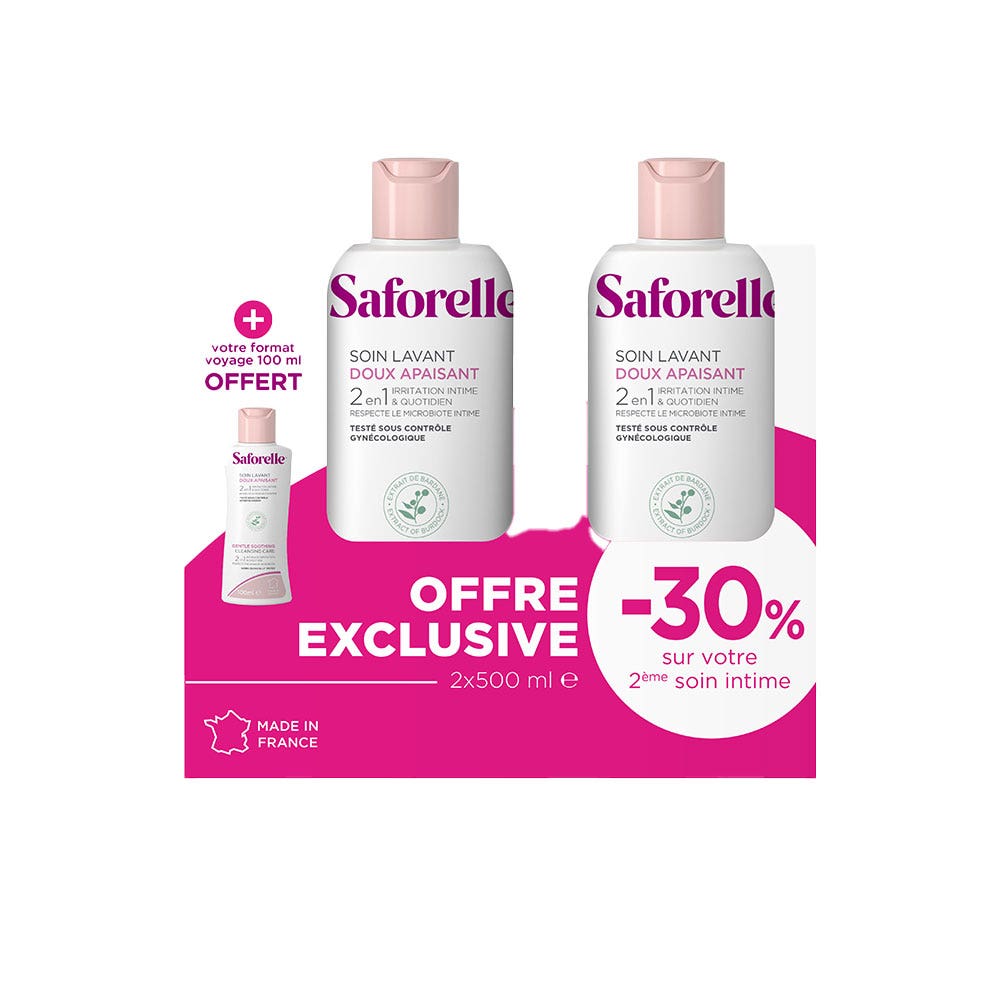 Saforelle Gentle cleansing wash for sensitive or irritated skin 2 x 500 ml (16.91fl oz)